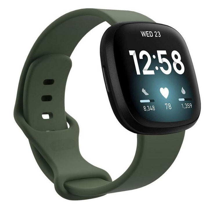 army green fitbit sense strap silicone band
