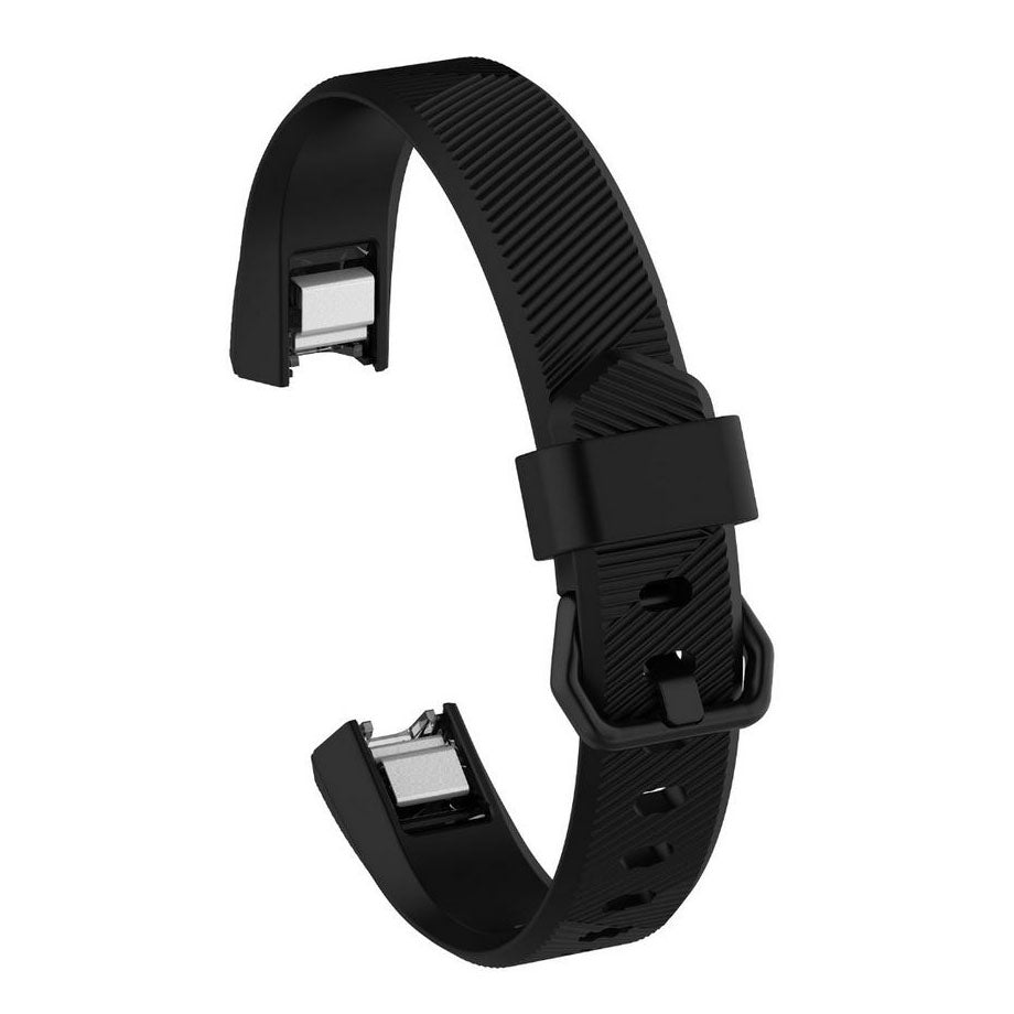 black grooved fitbit alta strap with buckle

