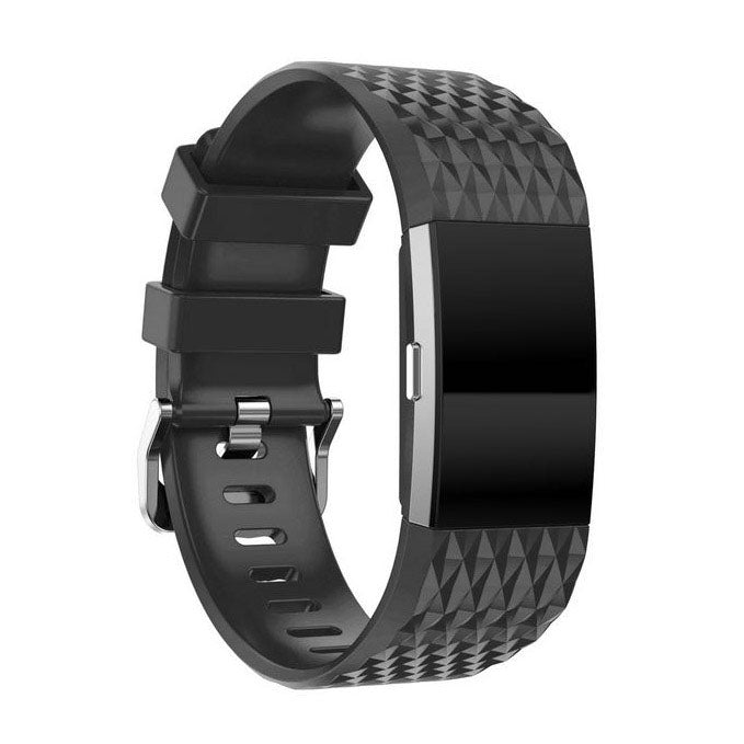 black textured silicone fitbit charge 2 band

