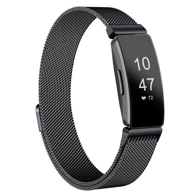 black fitbit inspire steel strap magnetic clasp
