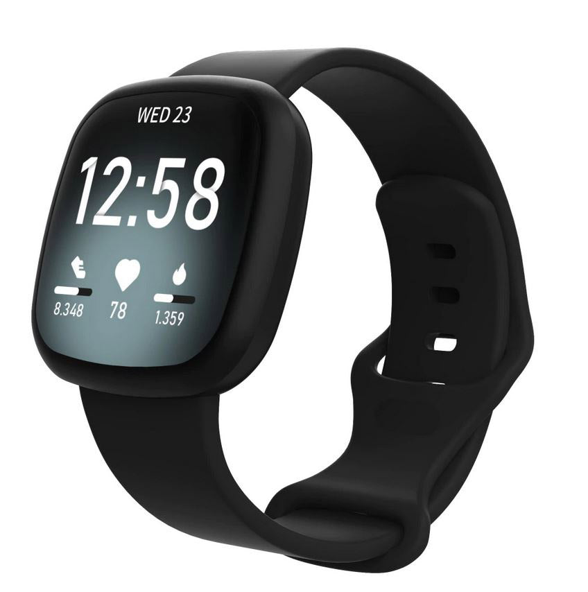 black fitbit sense replacement strap silicone
