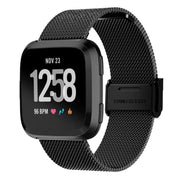 black Premium Fitbit Versa Lite steel strap look

