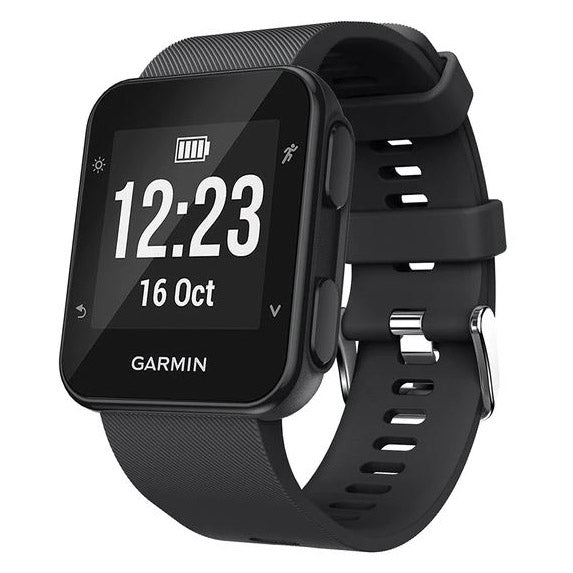black premium garmin forerunner 35 strap closeup

