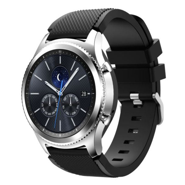 black garmin venu 2 band with silver buckle
