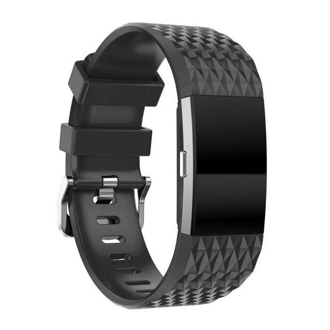 fitbit charge 2 black strap with silver buckle