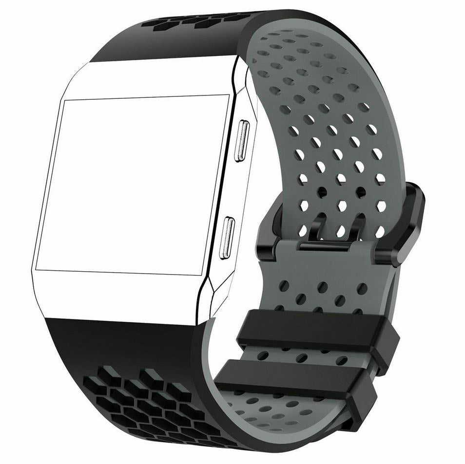 balck grey secure fitbit ionic strap buckle design

