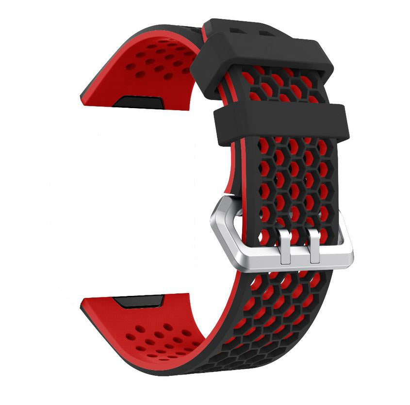 black red fitbit ionic silicone strap breathable design
