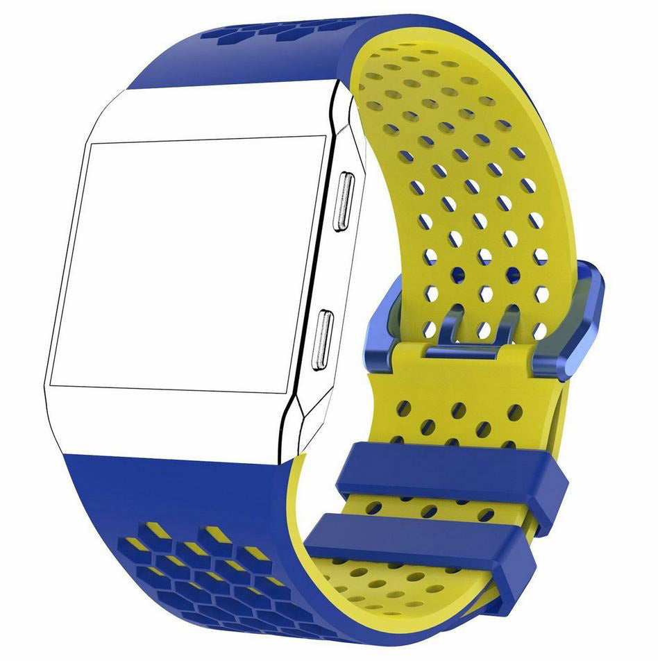 blue yellow two-tone fitbit ionic silicone strap
