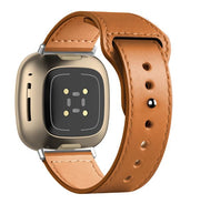 brown classic pu leather strap for fitbit sense
