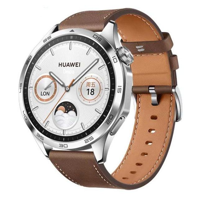 brown garmin forerunner 255 leather strap closeup
