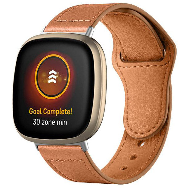 comfortable leather band for versa 4 watch brown 
