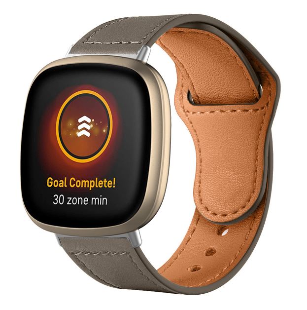 classic leather strap for fitbit versa 4 dark grey
