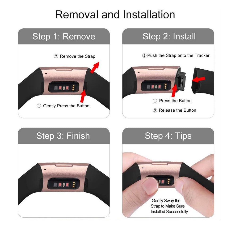 premium fitbit charge 3 replacement strap installation instructions