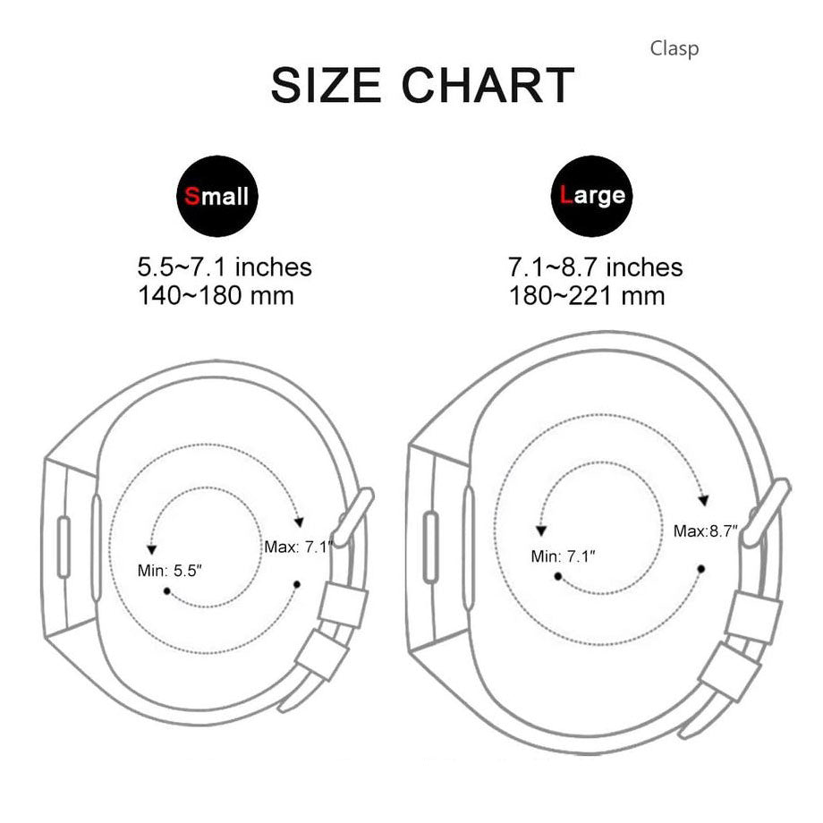 replacement silicone band for fitbit charge 3 size chart