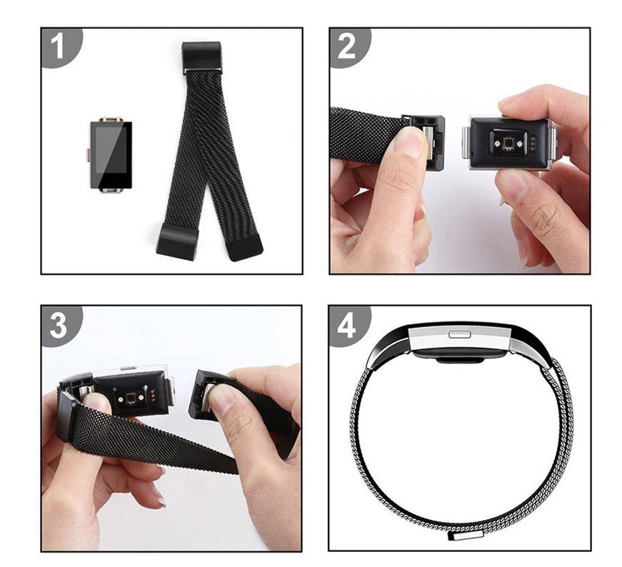 fitbit charge 4 strap in steel finish
