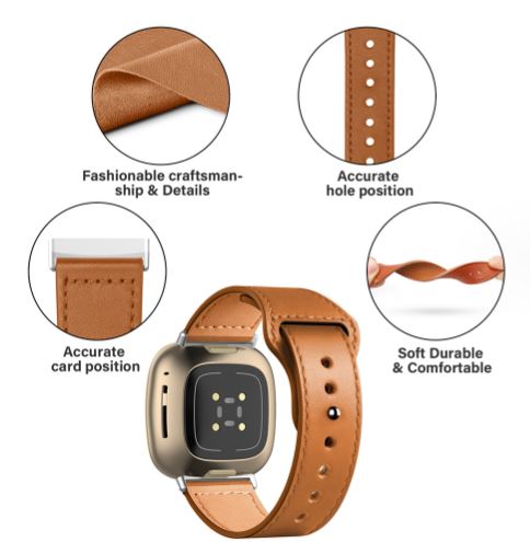 durable fitbit versa lite pu leather strap

