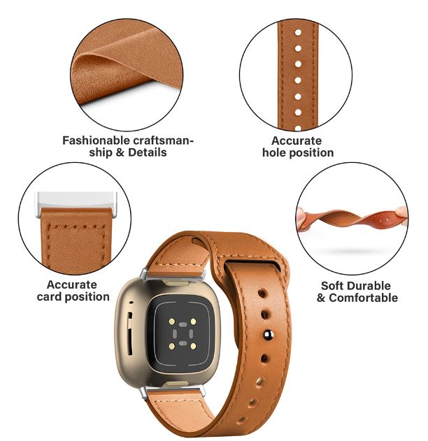 durable leather strap for fitbit versa 4
