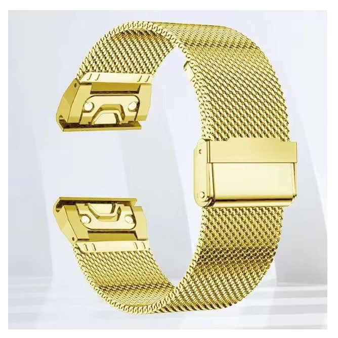 gold garmin foreunner 965 steel strap front view
