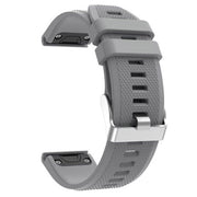 grey garmin fenix 8 band with chrome buckle
