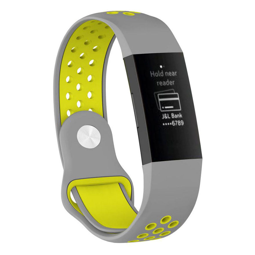 stylish fitbit charge 4 breathable strap grey yellow
