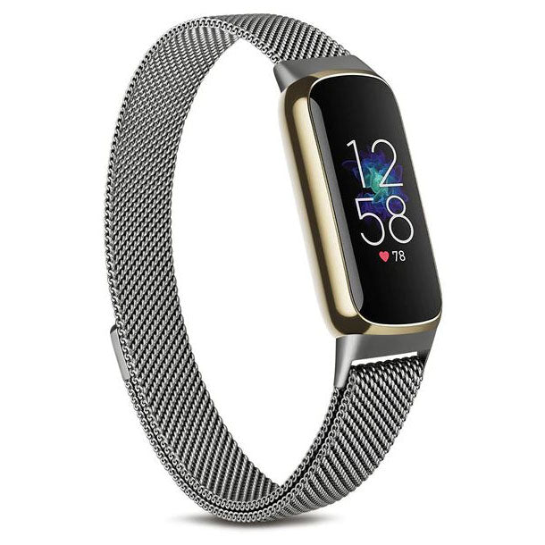 fitbit luxe steel strap stainless mesh gun color
