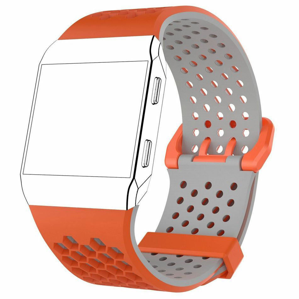 orange grey soft breathable strap for fitbit ionic

