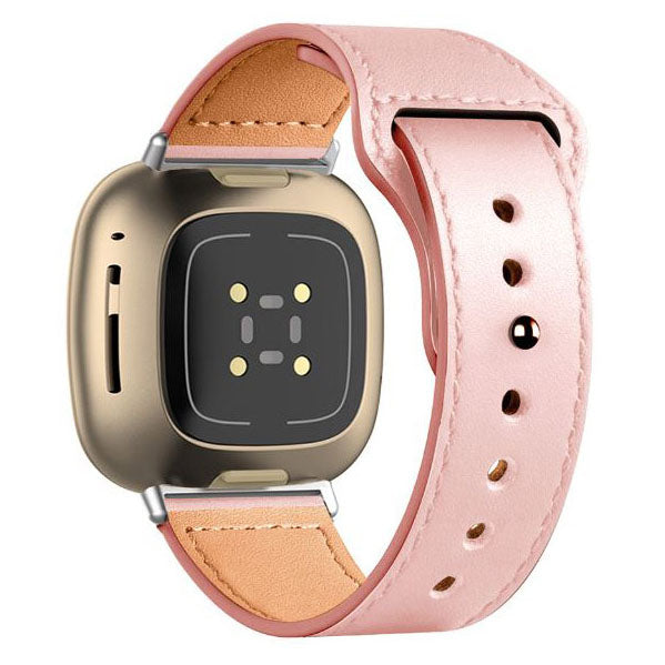 pink fitbit sense watch band in pu leather
