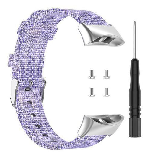 purple closeup of garmin forerunner 45 nylon strap
