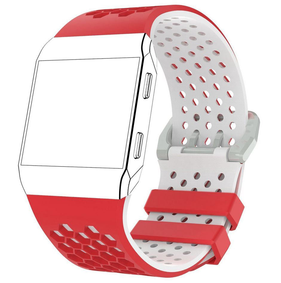 red white silicone replacement strap for fitbit ionic
