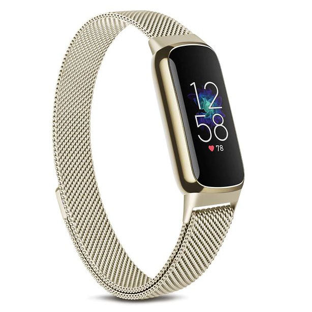 sleek fitbit luxe steel watch band retro gold
