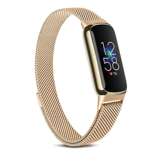 fitbit luxe mesh steel strap detail
