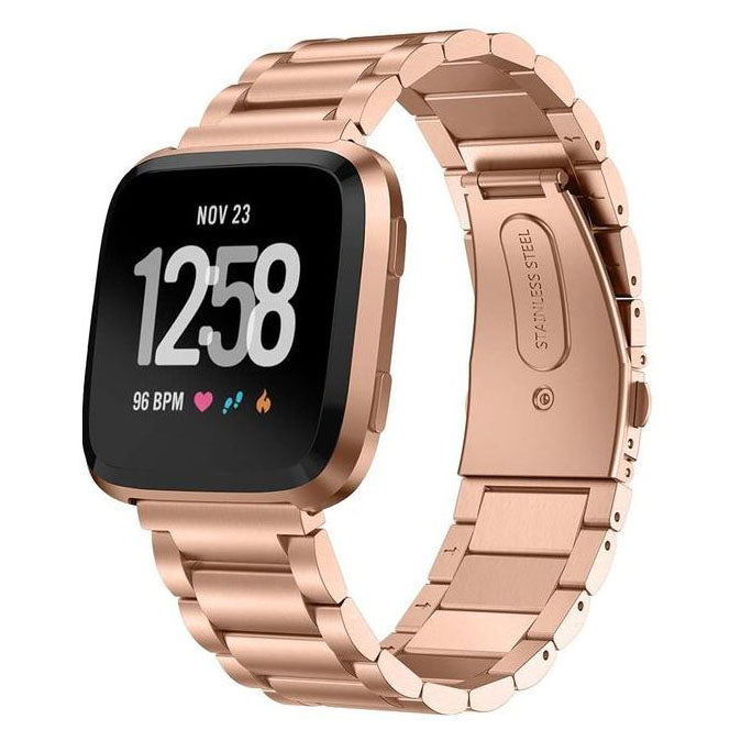 rose gold fitbit versa 2 rugged steel strap
