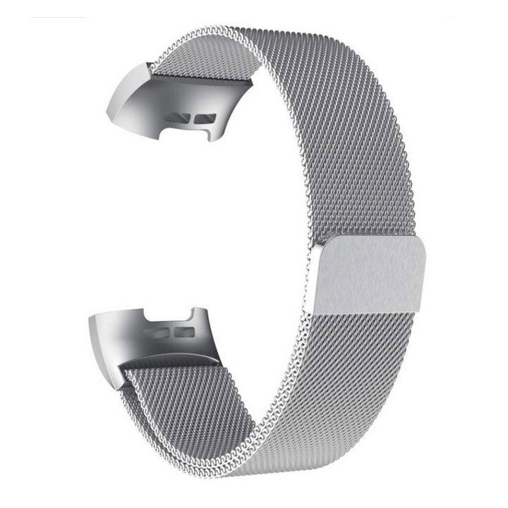 premium magnetic fitbit charge 3 strap silver