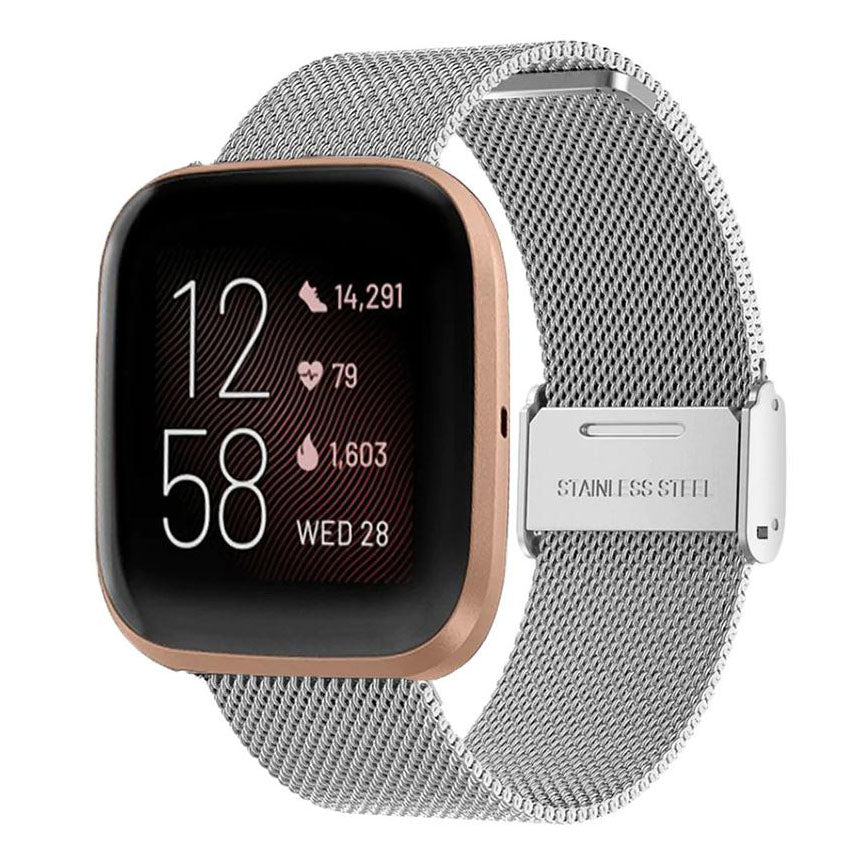 silver milanese clip clasp fitbit versa 2 strap

