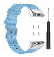 sky blue forerunner 45 nylon strap chrome buckle detail

