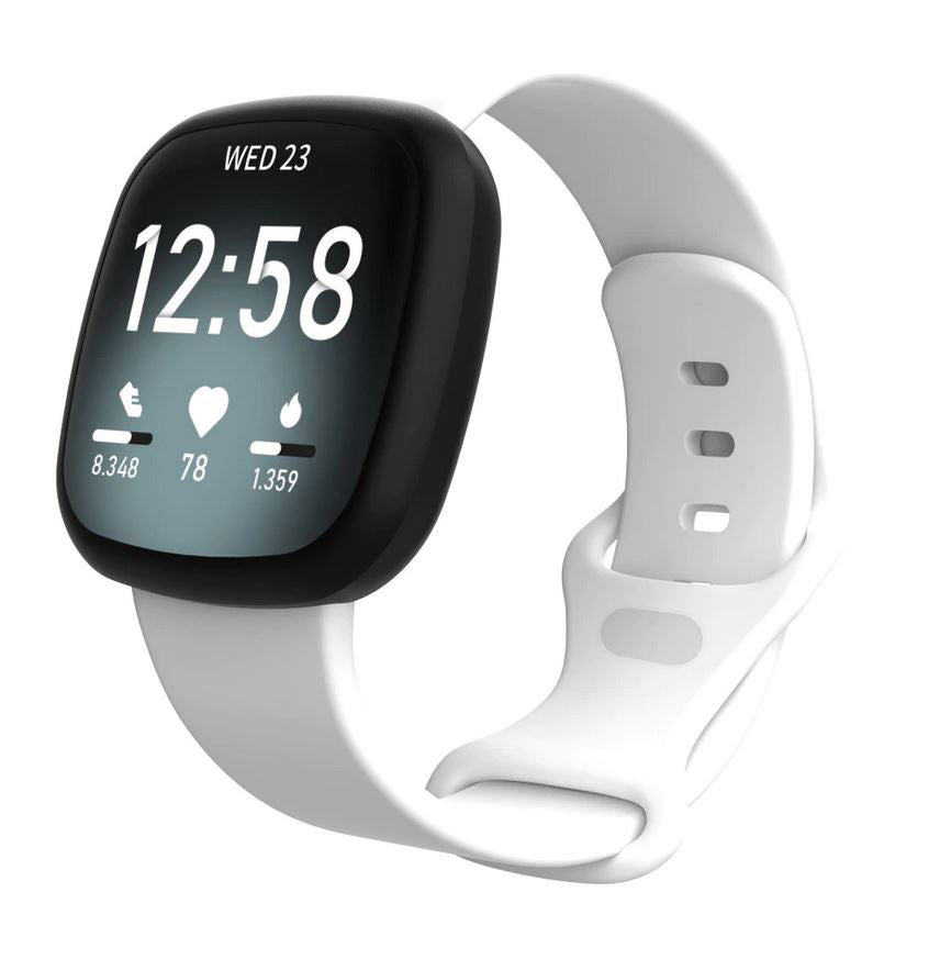 white soft silicone fitbit versa 4 band
