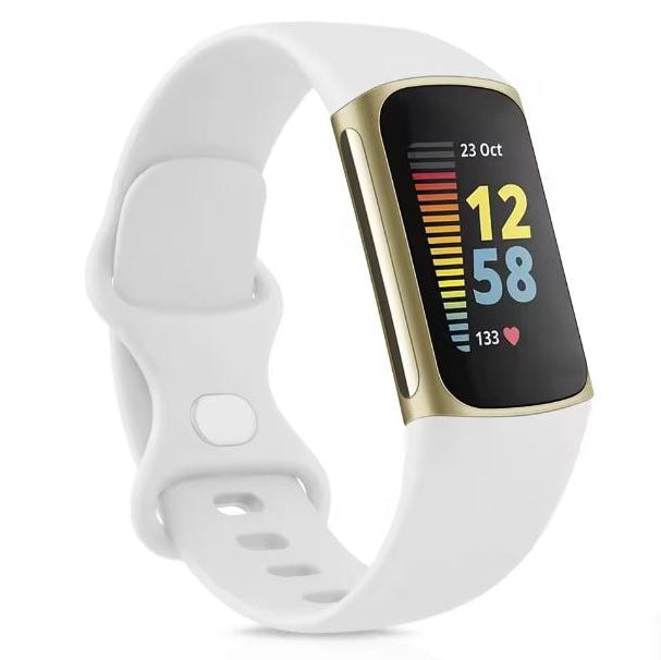 white premium fitbit charge 5 silicone strap