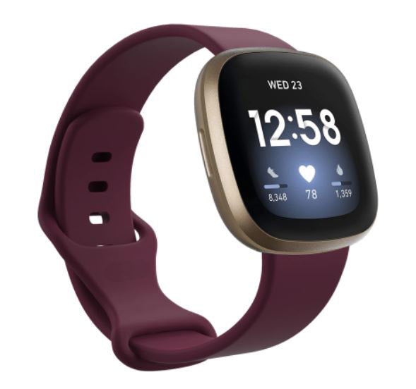 wine red soft silicone fitbit versa 3 band

