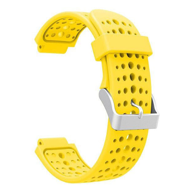 yellow garmin forerunner 230 breathable strap closeup
